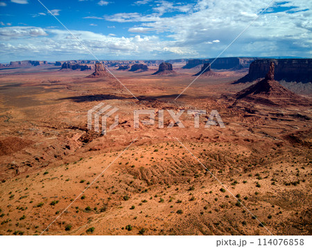 Aerial View of Desert Landscape With Mountains Aerial View of Desert Landscape With Mountains 114076858