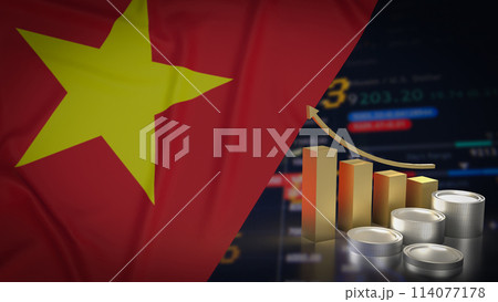 The Vietnam flag on chart background for Business concept 3d rendering. 114077178
