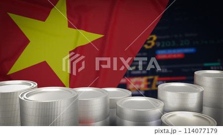 The Vietnam flag on chart background for Business concept 3d rendering. 114077179