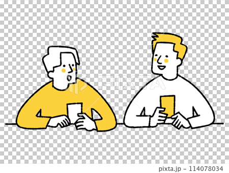 兩個男人一邊喝酒一邊聊天 114078034