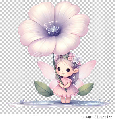 Fairy with flower in the rain 114078177