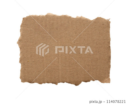 Brown Cardboard paper piece isolated on white background Brown Cardboard paper piece isolated on white background 114078221
