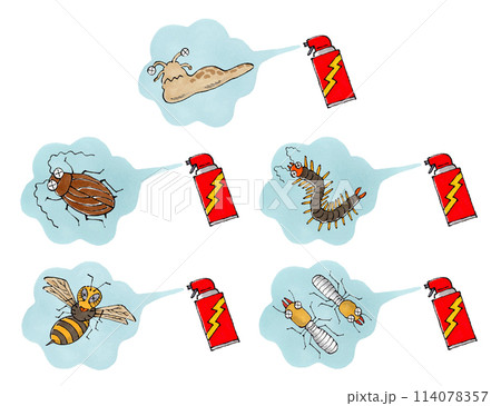 殺虫剤をかけられる害虫セット（ナメクジ、ゴキブリ、ムカデ、ハチ、シロアリ） 114078357