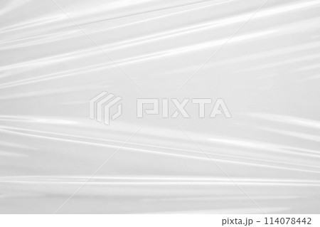 White transparent plastic film wrap texture background 114078442