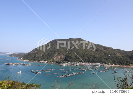南Y島の漁港全景  中国香港 ラマ島 114078663