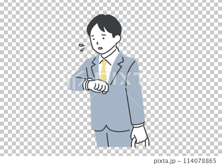 A busy businessman checking his watch 114078865