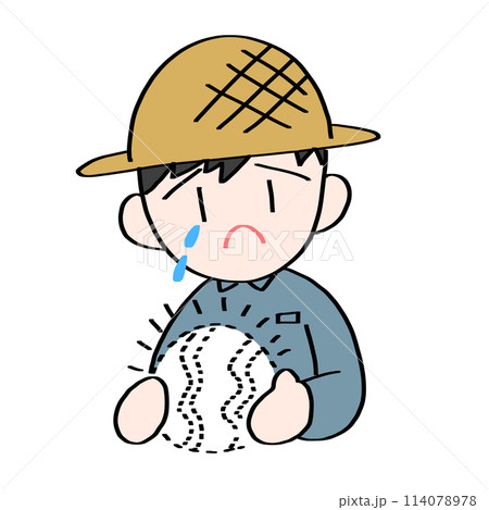 スイカ不作により困る農家さんのイラスト 経営難 問題 スイカ不作により困る農家さんのイラスト 経営難 問題 114078978