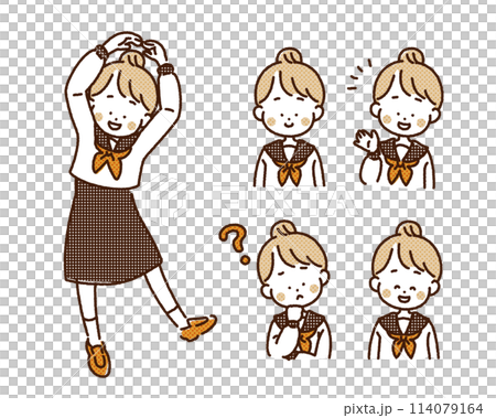 Sailor suit student facial expression illustration icon set Sailor suit student facial expression illustration icon set 114079164