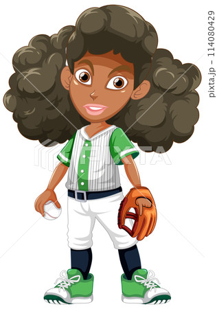 Young Female Baseball Player Vector Illustration Young Female Baseball Player Vector Illustration 114080429
