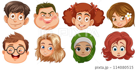 Diverse Faces of Cartoon Characters Diverse Faces of Cartoon Characters 114080515