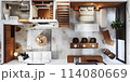 Top View of a Modern Multi-Room Plan 114080669