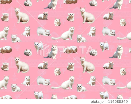 白猫のシームレスパターン② B-4' 白猫のシームレスパターン② B-4' 114080849