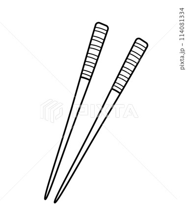 Chopsticks Japanese chinese sticks in hand drawn doodle style. Asian food for restaurants menu, vector illustration. Chopsticks Japanese chinese sticks in hand drawn doodle style. Asian food for restaurants menu, vector illustration. 114081334