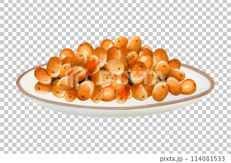 Bunch of sea buckthorn orange berries on white plate watercolor illustration isolated on white background in rustic style for organic natural products 114081533