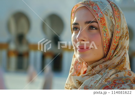 A young Muslim woman on the Eid al-Adha holiday A young Muslim woman on the Eid al-Adha holiday 114081622