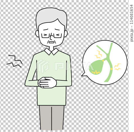 一位患有膽結石疼痛的老人的插圖 114081654