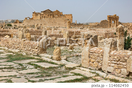 Ruins of ancient Roman settlement of Sufetula in Sbeitla, Tunisia Ruins of ancient Roman settlement of Sufetula in Sbeitla, Tunisia 114082450
