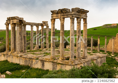 Temple of Juno Caelestis in archeological site of Dougga in north-west Tunisia Temple of Juno Caelestis in archeological site of Dougga in north-west Tunisia 114082562