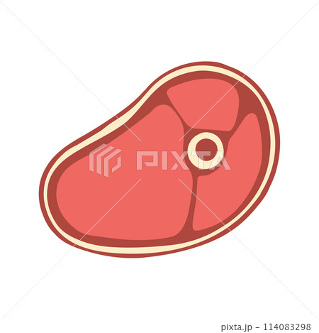 Beef steak. A piece of raw meat. Vector illustration of a piece of meat. 114083298