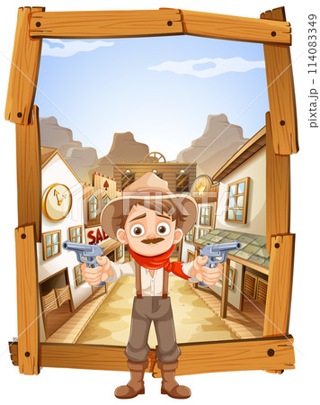 Cowboy Welcoming You to Western Town 114083349