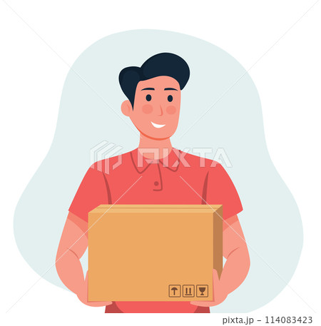 delivery man holding delivery box vector illustration delivery man holding delivery box vector illustration 114083423