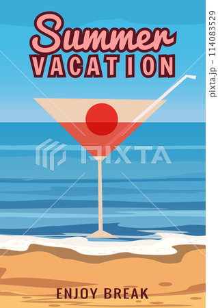 Summer Vacation poster sea ocean beach cocktail party Summer Vacation poster sea ocean beach cocktail party 114083529