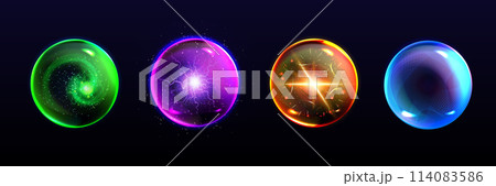 Magic ball with light glow effect. Magic ball with light glow effect. 114083586