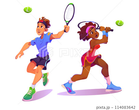 Tennis player sport character woman and man vector 114083642
