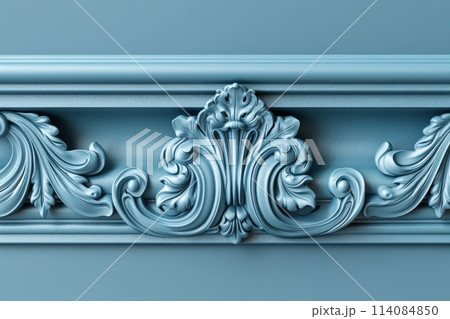 The colorful trim on the wall is ornate and decorative with Generative AI 114084850