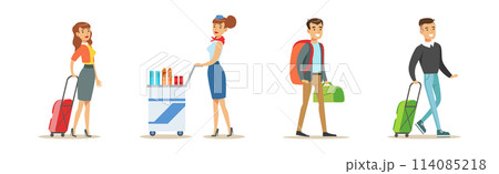 Different People Character in Airport Terminal Vector Set 114085218