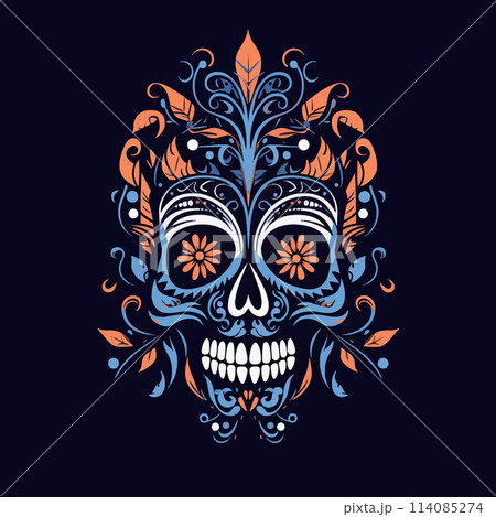 Intricate Skull Minimalist Artistic Halloween Design 114085274