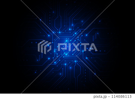 Abstract digital background with technology circuit board texture. Electronic motherboard illustration. Communication and engineering concept. Vector illustration 114086113