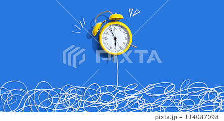 Alarm clock with chaos and confusion theme Alarm clock with chaos and confusion theme 114087098