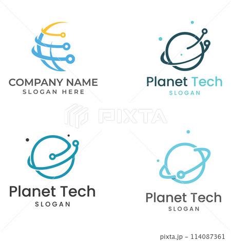 Modern digital tech world logo, global or tech planet, and digital tech protection. Logo with concept vector illustration template. Modern digital tech world logo, global or tech planet, and digital tech protection. Logo with concept vector illustration template. 114087361