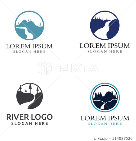 Logos of rivers, creeks, riverbanks and...のイラスト素材 [114087526] - PIXTA