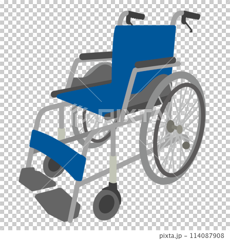 One simple and functional wheelchair with brakes for assistance (blue color/single unit) 114087908