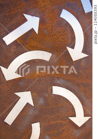 Rusty turn arrow signs 114088393