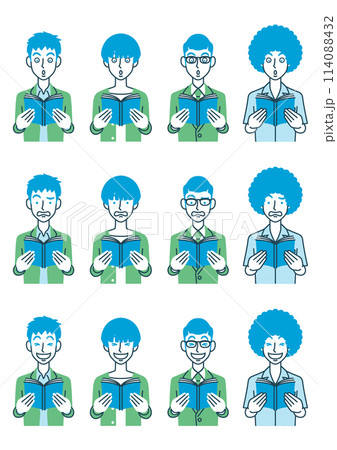 本を持つ男性のイラストセット 114088432