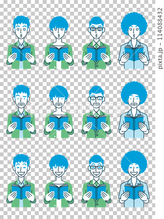 本を持つ男性のイラストセット 114088432