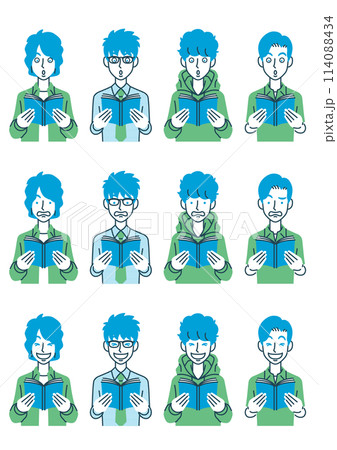 本を読む男性のイラストセット 114088434