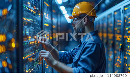 Bitcoin and crypto mining farm. Big data center. 114088760