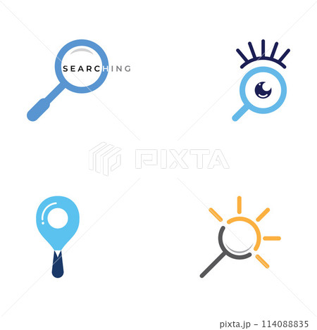 Logo search or discovery, logo search by combination, lab, moon, location, check, wave and sun. Logo with simple illustration editing. 114088835