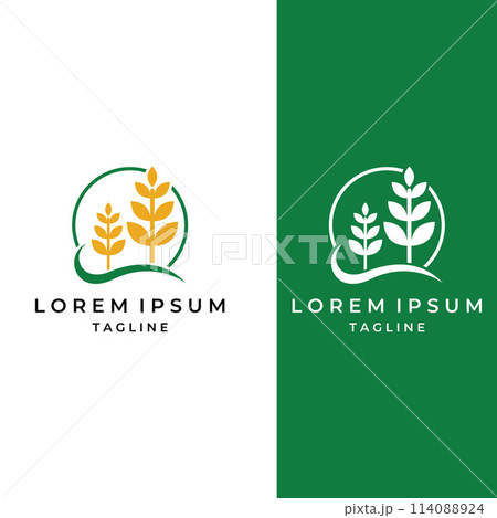 Wheat or cereal logo, wheat field and wheat farm logo.With easy and simple editing illustrations. 114088924