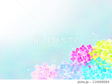 透ける水彩のあじさい 右下フレーム 114089084