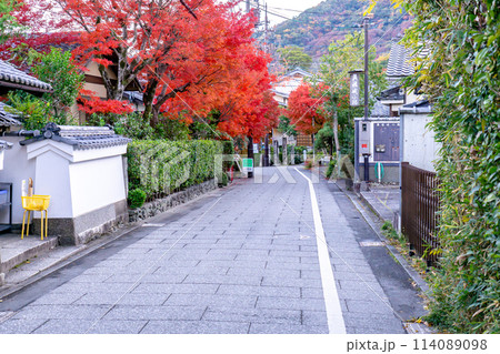 京都市右京区の愛宕街道　嵯峨鳥居本小坂町（伝統的建造物群保存地区）愛宕詣の門前町 114089098