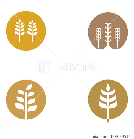 Wheat or cereal logo, wheat field and wheat farm logo.With easy and simple editing illustrations. Wheat or cereal logo, wheat field and wheat farm logo.With easy and simple editing illustrations. 114089596