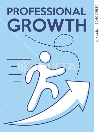 Man runs along the up arrow. Professional growth, business concept of goals achievement, way to success. Career ladder progress.Vector minimalist poster, a4 format. For banner, cover, web Man runs along the up arrow. Professional growth, business concept of goals achievement, way to success. Career ladder progress.Vector minimalist poster, a4 format. For banner, cover, web 114089636