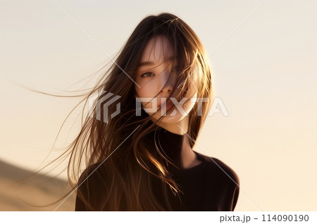 美しい髪の女性・ロングヘア02「AI生成画像」 114090190