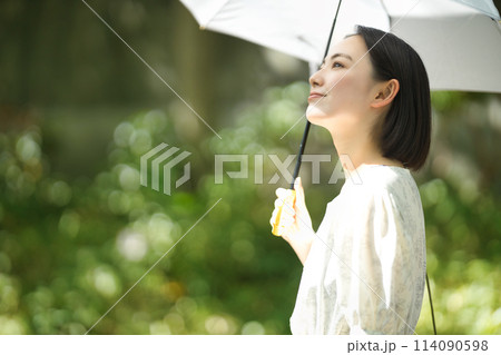 日傘をさす若い女性 日傘をさす若い女性 114090598