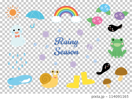 雨季插畫素材集 雨季可愛 114091165